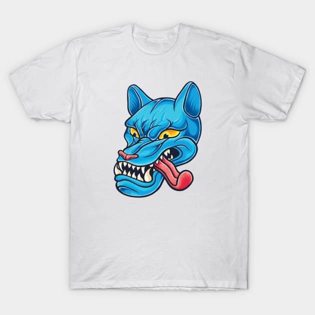 Crazy Blue Wolf Dog T-Shirt by SmittyGFX